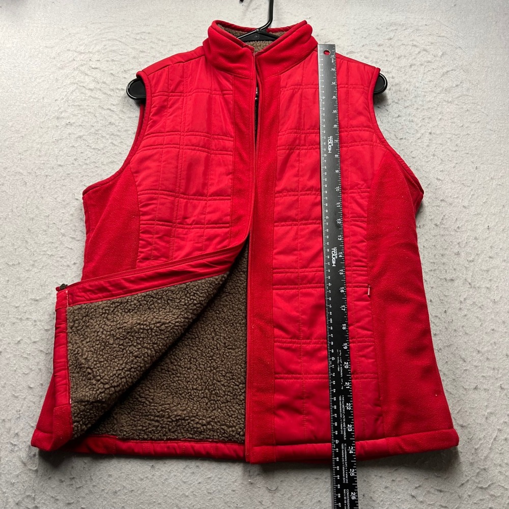 Columbia Womens Red Quilted Sherpa Lined Fleece Full‎ Zip Vest AL1016 Size M - Picture 2 of 8